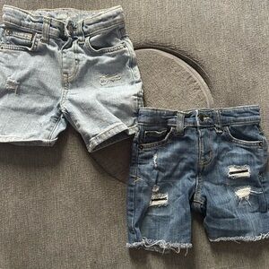 Stylish Kids Denim Shorts Set - Light Blue & Dark Blue